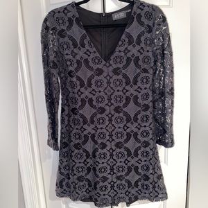 ASTR Black/Grey Floral Lace Mini Dress